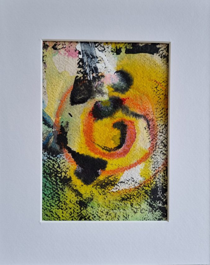 Concatenation 5, original watercolour with Indian ink and white body colour on handmade indian rag paper 20x25cm framed (artwork 12x16cm), one in a series of 8 by Jennifer Copley-May