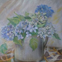 Hydrangeas in a Jug, pastel on paper, sold