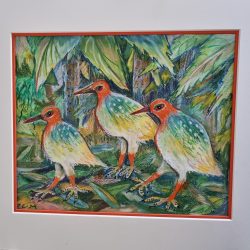 Jungle Jive, oil pastel on paper, 54x48.5cm framed (artwork 37.5x31cm)