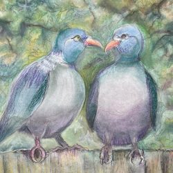 Love Birds (Pigeons), pastel on paper
50x50cm (artwork 40x48.5cm)