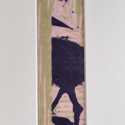 The Pond (pink sage black), original woodcut print, 16x41cm (artwork 5.5x30cm)